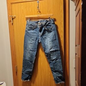 rag & bone Women's Boyfriend  Distressed Blue Jeans